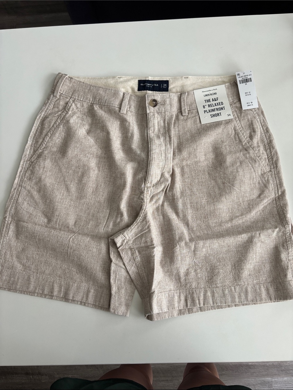 Abercrombie & Fitch Men's Linen Shorts in Light Beige